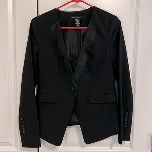 Apostrophe Deep Satin Lapel Fitted One Button Blazer Jacket